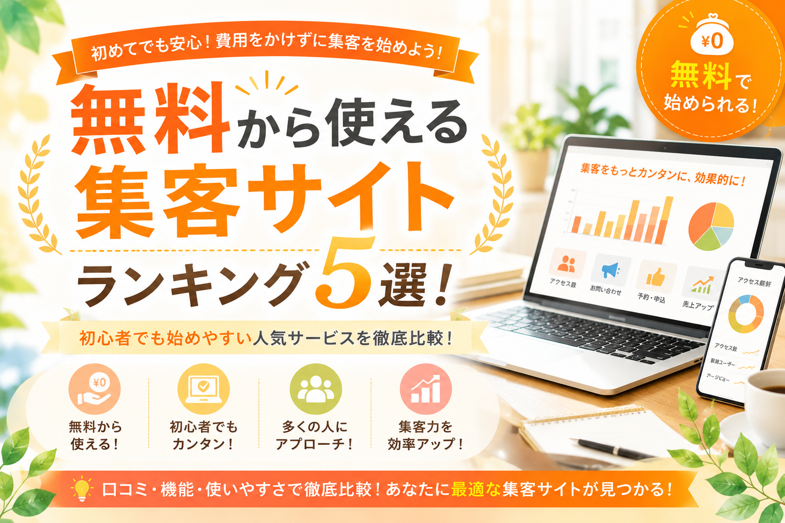 無料から使える集客サイトランキング5選!