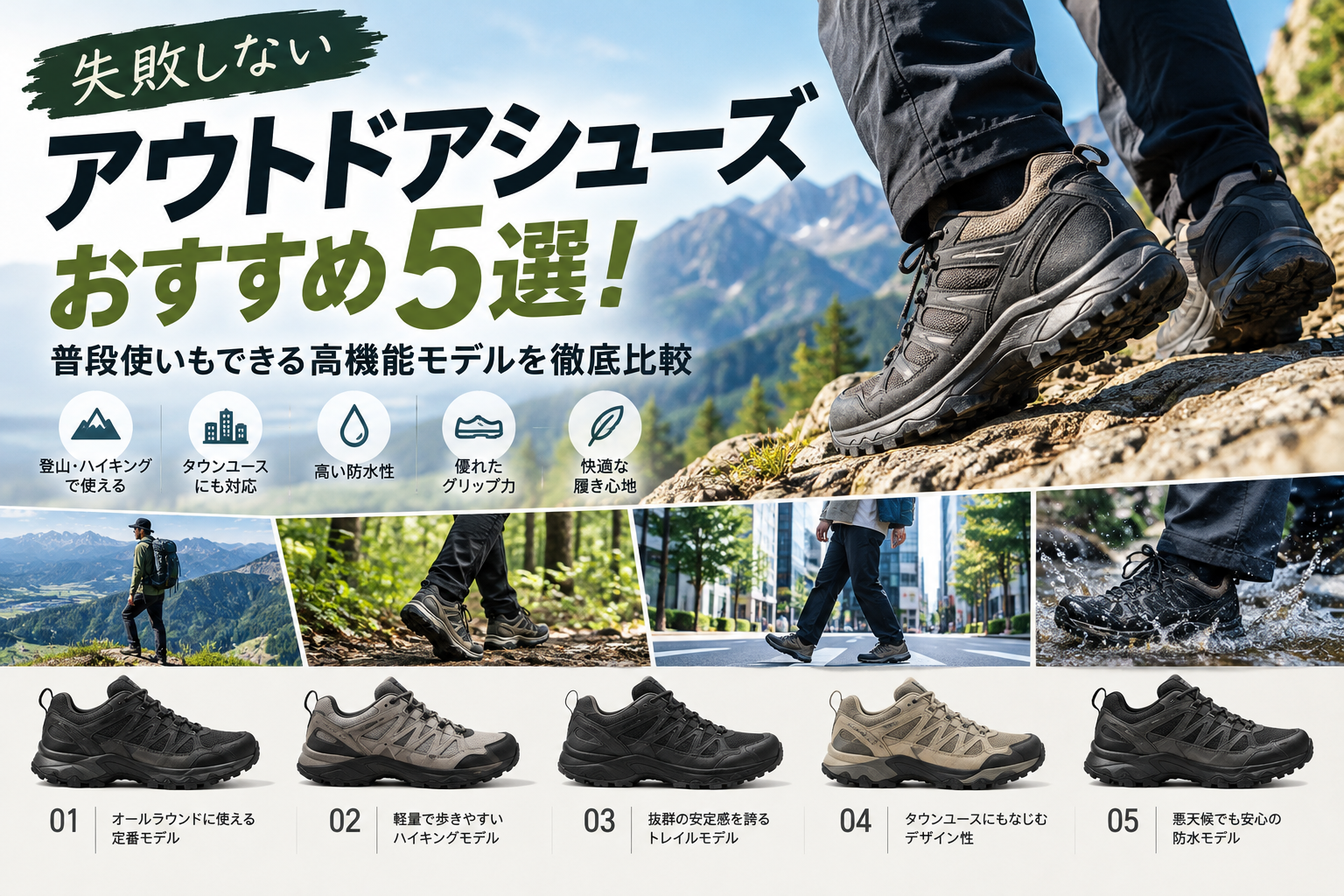 失敗しないアウトドアシューズおすすめ5選!普段使いもできる高機能モデルを徹底比較